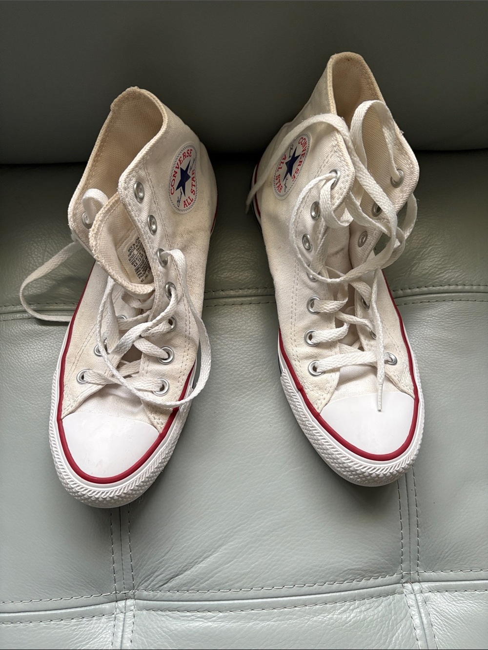 Converse White High-Top Sneakers with Red Accent